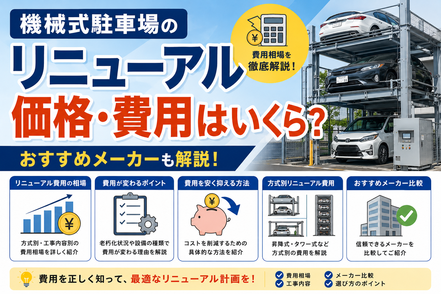 機械式駐車場のリニューアル価格・費用