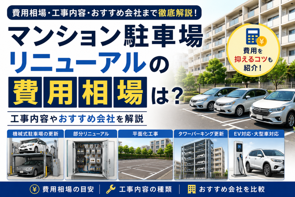 マンション駐車場リニューアルの費用相場は？工事内容やおすすめ会社を解説