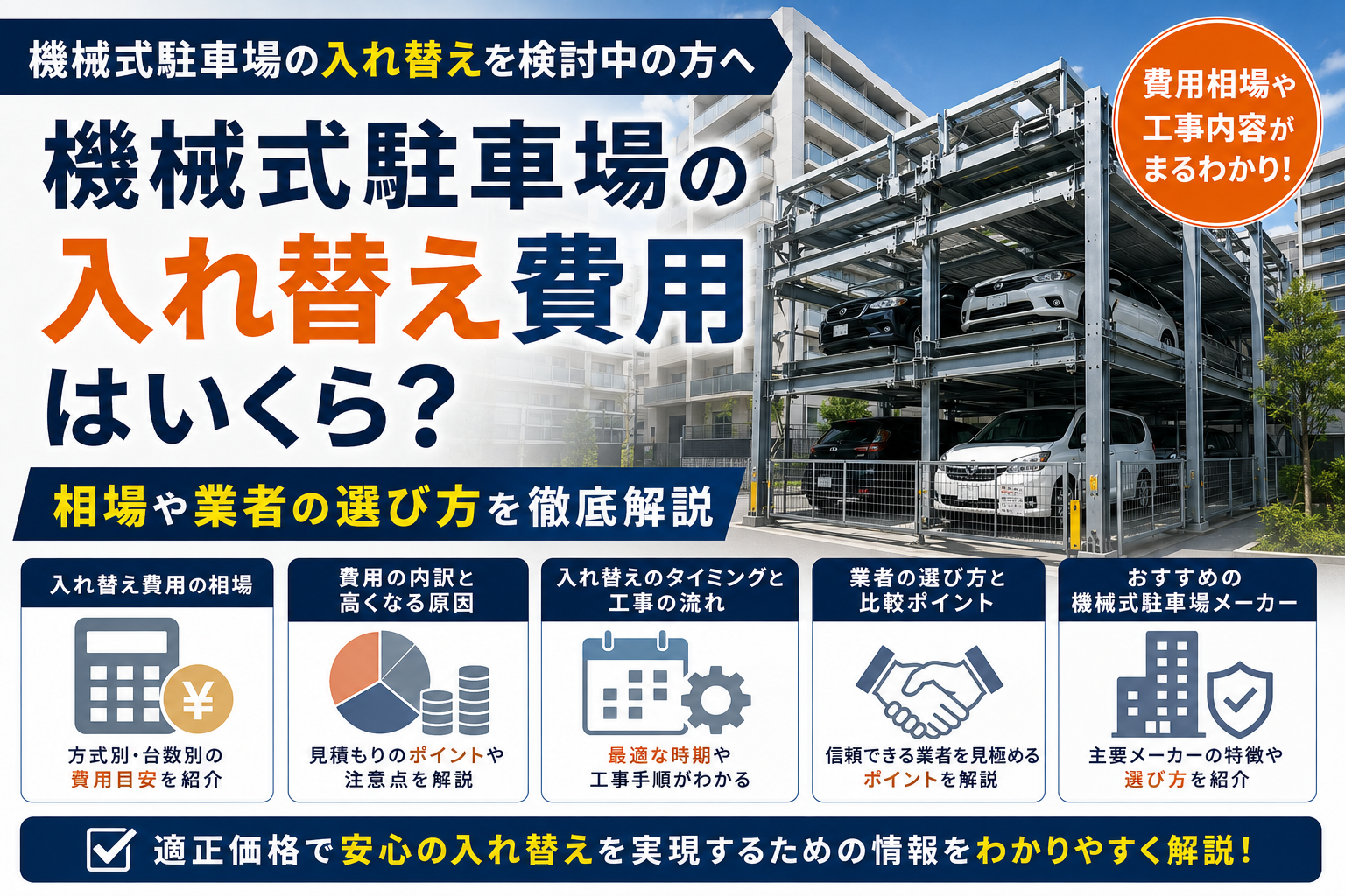 機械式駐車場の入れ替え費用はいくら？相場や業者の選び方を徹底解説