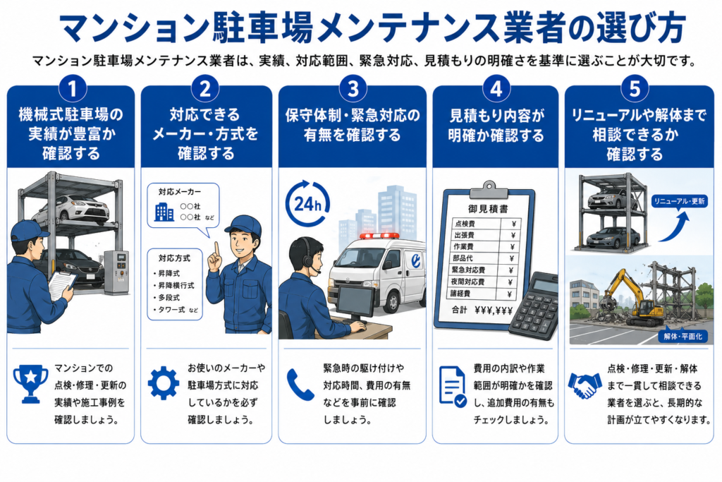 マンション駐車場メンテナンス業者の選び方