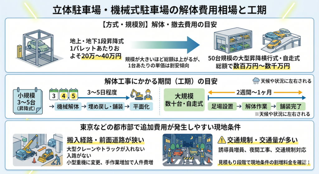 立体駐車場・機械式駐車場の解体費用相場と工期
